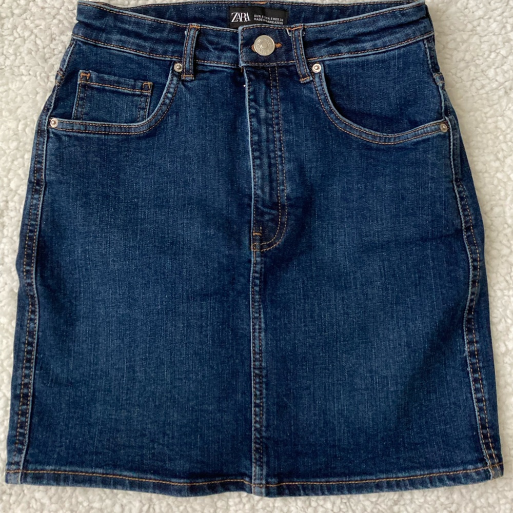 ZARA Denim skirt Size S dark blue/ Falda de mezclilla talla S azul oscuro
